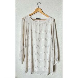 Vintage Varga Women’s Sheer Blouse Medium Shimmer Glitter Ivory Gold Holiday